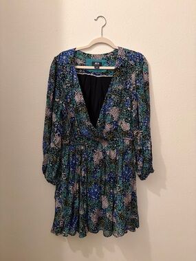 Anthropologie Blue Floral Mini Dress